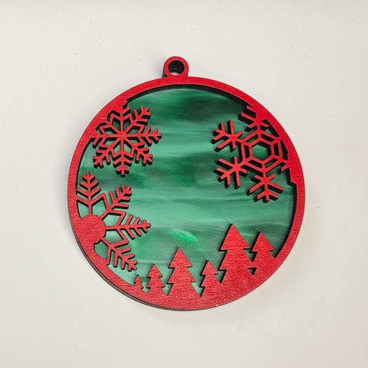Tree Ornament (Red/Green/Snow Flake Back)