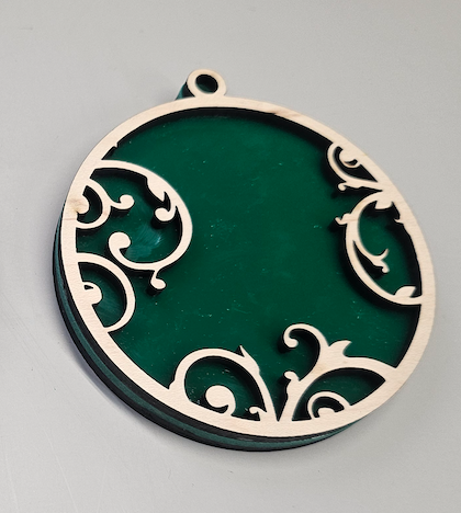 Deer Ornament (Green/Wood)