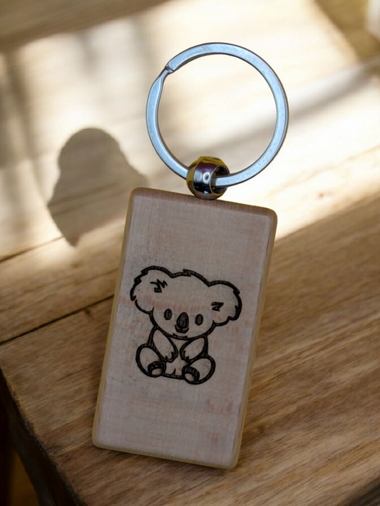 Wooden Rectangle Keychain