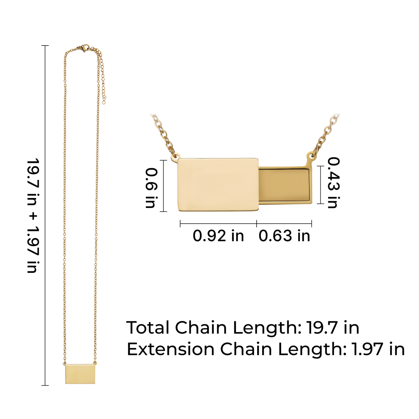 Stainless Steel Necklace - Message Envelope