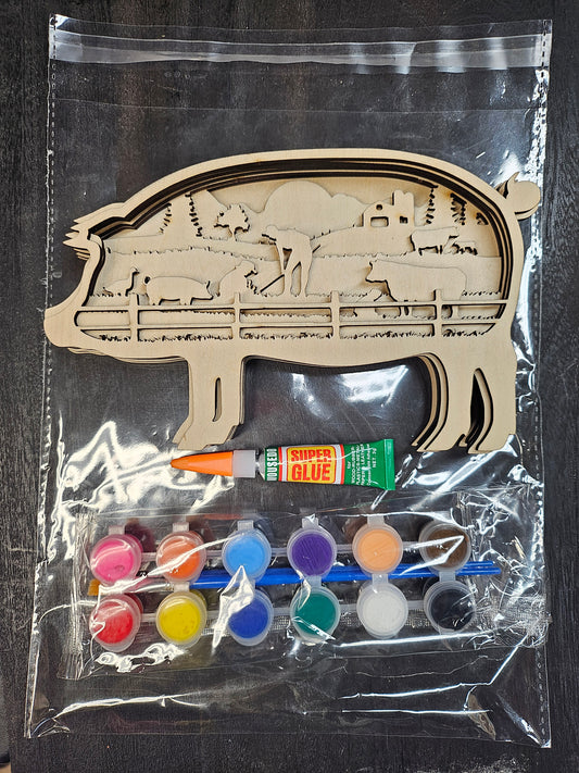 🐖 Farm Scene Pig Paint-Your-Own Layered Craft Kit (7 Layers)