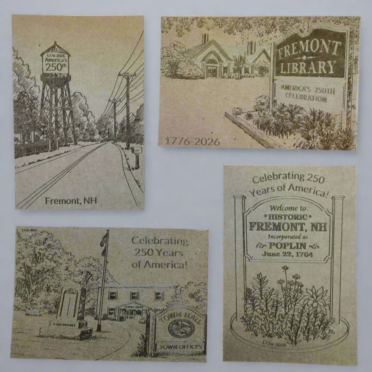 Post Cards- America's 250th (Fremont), Paper/Wooden