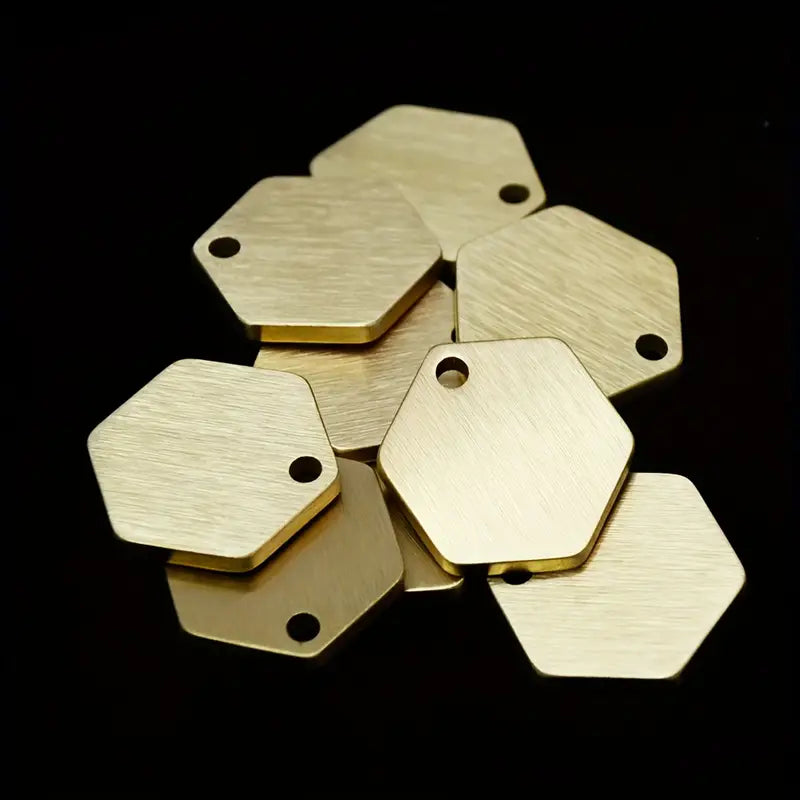 Brass Keychain – Hexagon Tag