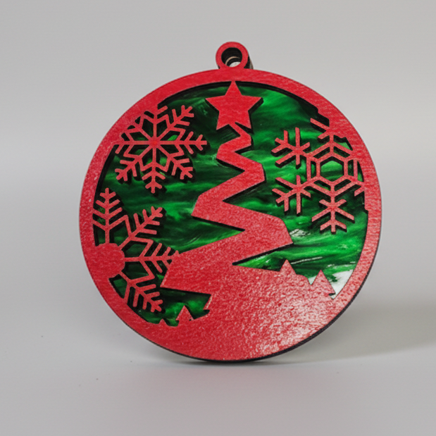 Tree Ornament (Red/Green/Snow Flake Back)